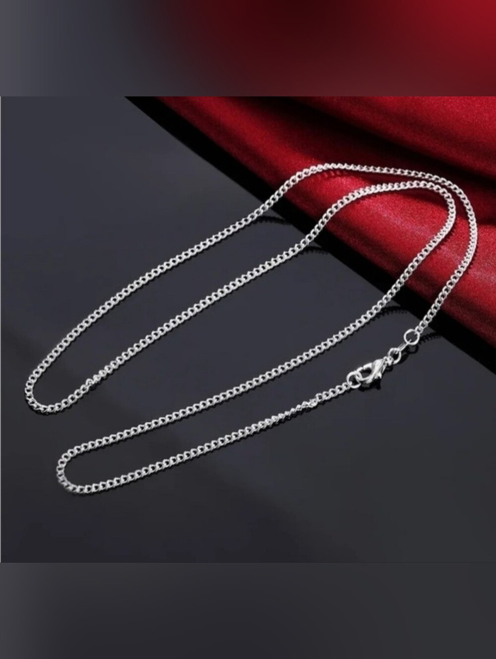 925 Sterling Silver Thin Chain Necklace - 2mm Simple Silver Chain